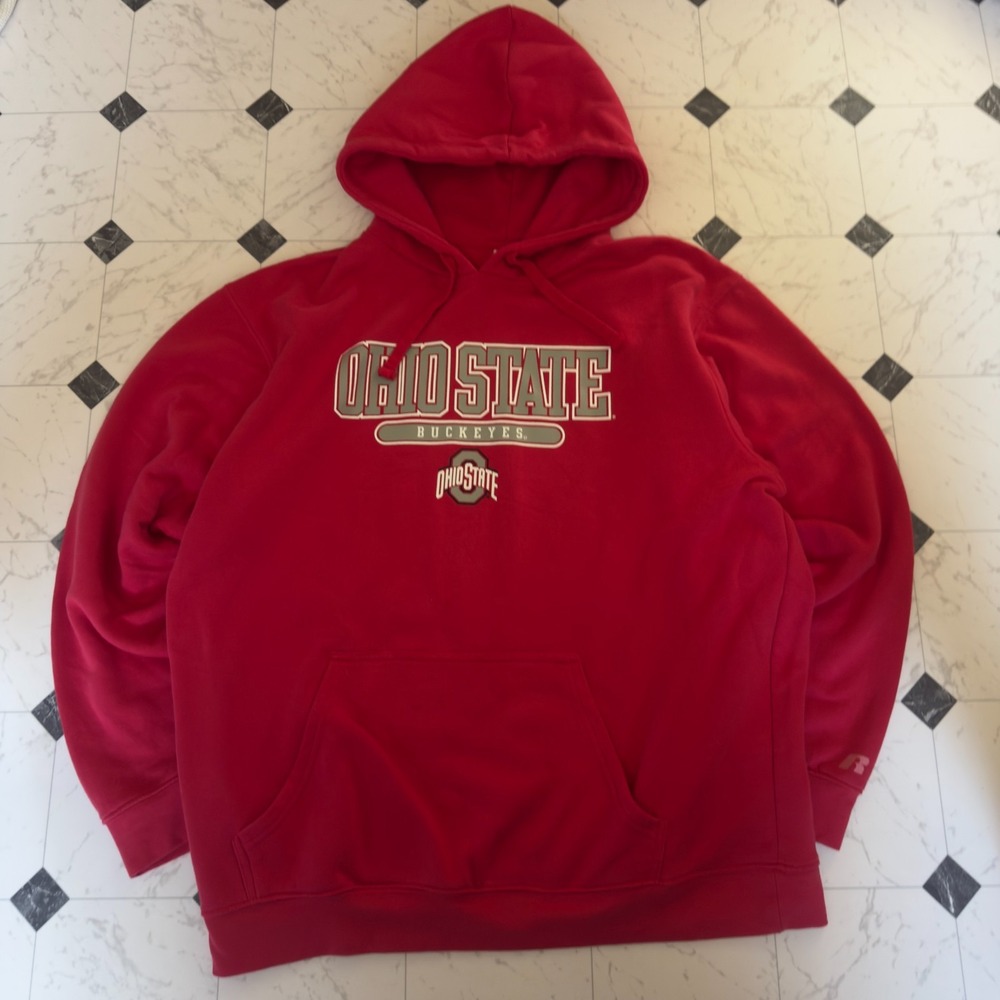 Ohio State Buckeyes Russell Athletic Hoodie Red XL Embroidered Logo